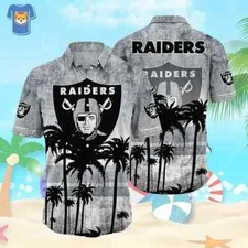 Las Vegas Football Team Raiderss Hawaiian Button Down Shirt Unisex Adults S-5XL