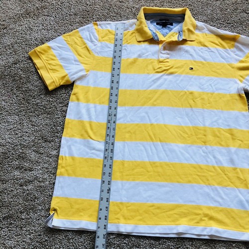 Tommy Hilfiger Striped Yellow White Golf Tennis Polo Tee Shirt Mens Size 2XL - Picture 10 of 12