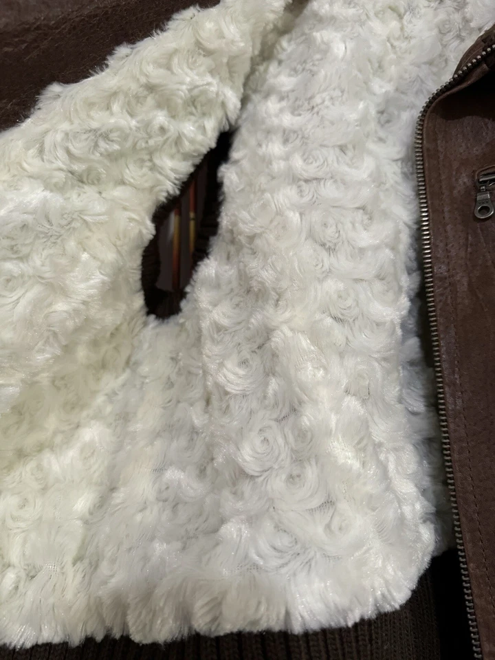 Chaleco de Cuero Hurley Marrón - Cremallera Cuello Tortuga - Otoño Mujer’s Talla Grande Foto 3 de 4