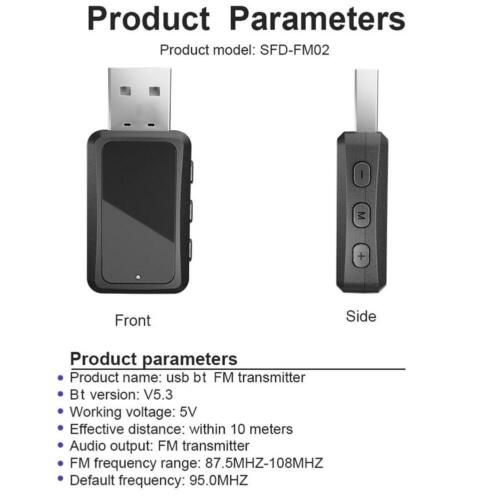 USB Bluetooth5.3 Wireless Car FM Transmitter Aux Stereo Audio Receiver Adapter N - Bild 11 von 14