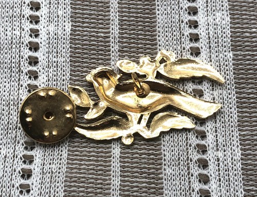 Vintage Sarah Coventry SC Kardinal Anstecknadel Brosche Emaille Stechpalme beere rot Vogel - Bild 4 von 4