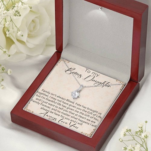 To Bonus Daughter Alluring Necklace, Meaningful Sentimental Keepsake Love Gifts - Picture 9 of 11