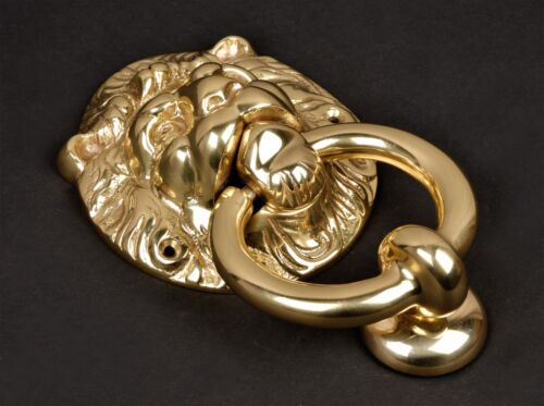 100% Brass Lion Head Door Knocker Vintage Art 8” 2.6 LBS - Picture 2 of 4