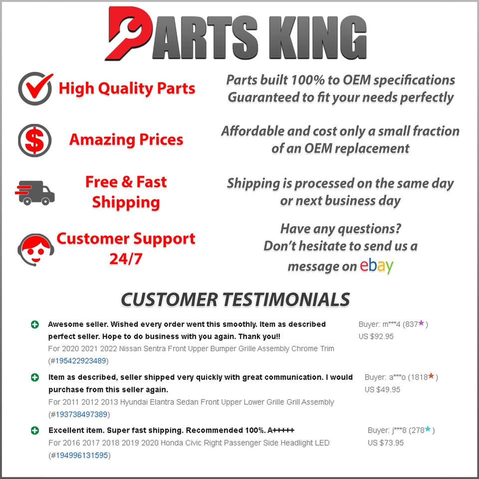 For 2017 2018 Hyundai Elantra Headlight Replacement Driver Passenger 2pc w Bulbs - Image 3 of 4