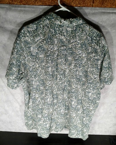 Eddie Bauer Shirt Mens Green Linen Floral Hawaiian Camp Button Down Extra Large - Picture 2 of 3