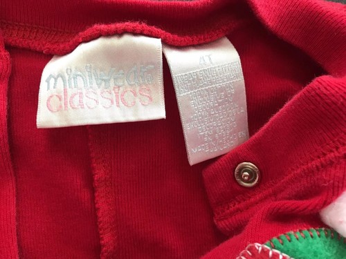 Miniwear Kids Girls Boys Christmas One Piece Sleepwear Pajamas Coverall 4T Red - Picture 7 of 7