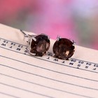 Smokey Topaz 925 Sterling Silver Natural Smoky Quartz Minimalist Earrings Studs