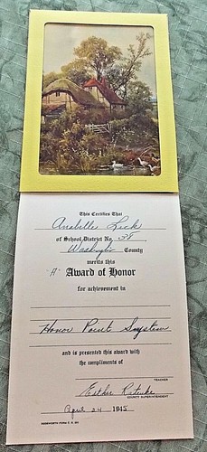Vintage Color Lithos 2 Certificates Academic Award 1945-46 School District 38 - Picture 2 of 7
