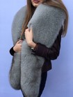 King Size Fox Fur Stole 78' Inch. (200cm) Saga Furs Collar Gray Fox Fur Boa