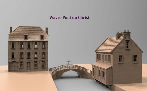 Scena ponte Wavre con 2 edifici e ponte 20mm 1/72 28mm 1815 napoleonico - Foto 8 di 17