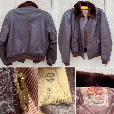 Vintage Daniel Boone Horsehide Leather Jacket Bomber Aviator
