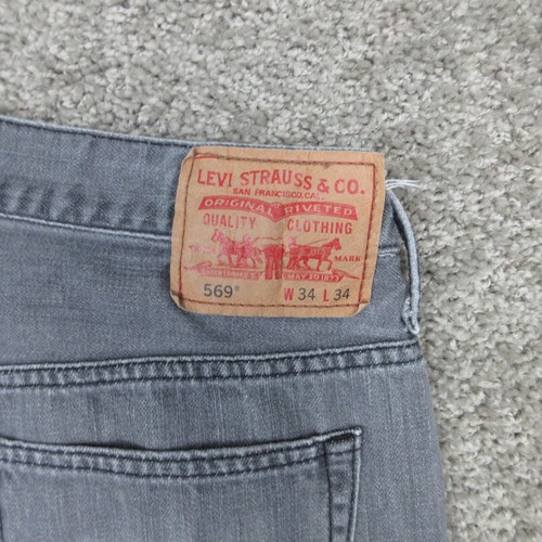 Levis Jeans Mens 33x30 (Tag 34x34) Gray 569 Loose Straight Denim Pants Baggy Y2K - 第 12/13 張圖片