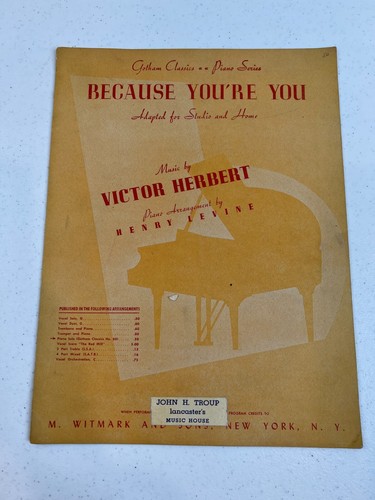 BECAUSE YOU'RE YOU Gotham Classics Piano Series di Victor Herbert spartiti musicali