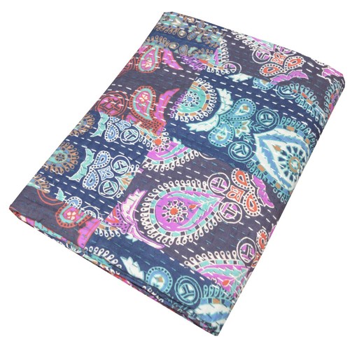 Patchwork Print Indian Kantha Quilt Bedspread Bed Cover Blanket Throw Twin Gudri - Picture 32 of 46