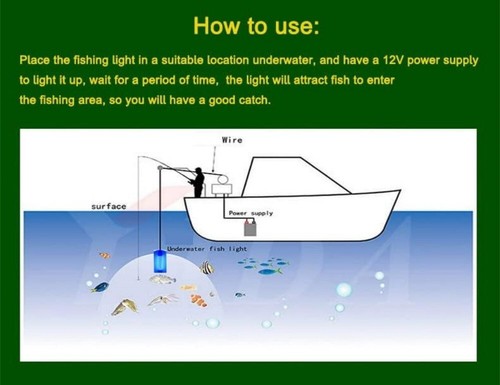 13W LED Tauch Angel Licht Unterwasser Nacht Fischfinder Lampe mit 5m Kabel - Bild 42 von 50