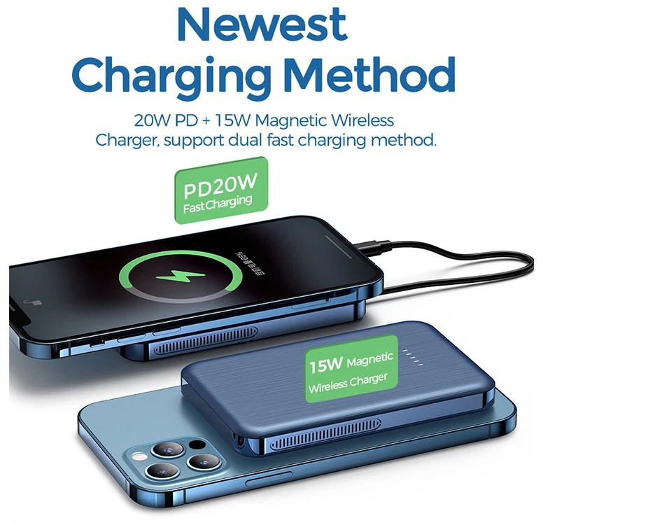 Banco/cargador de energía magnético inalámbrico (blanco) con pegatina de anillo MagSafe Foto 4 de 4