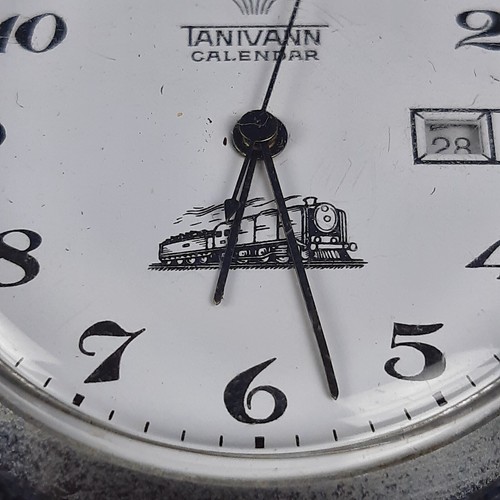 Mechanische Taschenuhr Tanivann Calendar Chrom mit Kette Vintage 1950 - Bild 11 von 13