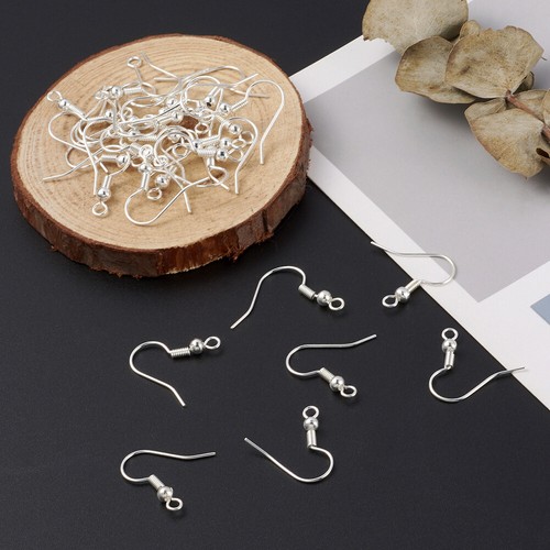 2000 Silver Tone Brass Earring Hooks Ball End Hang Loop Earwire Nickel Free 19mm - Picture 6 of 8
