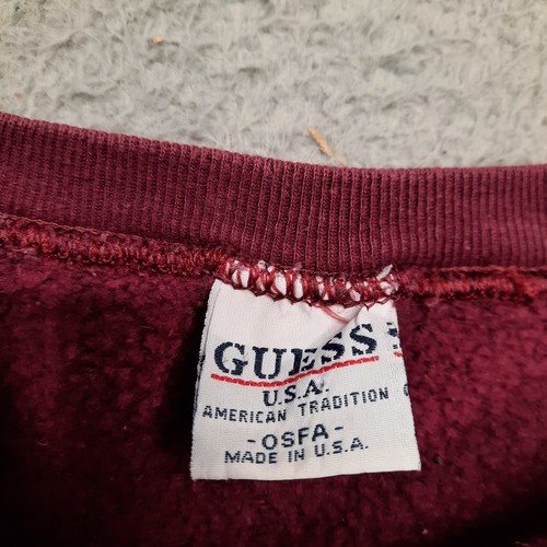DE COLECCIÓN Guess Jeans Sudadera Mujer Pequeña Granate Cuello Redondo Hecha en EE. UU. Y2K 90s - Imagen 5 de 6