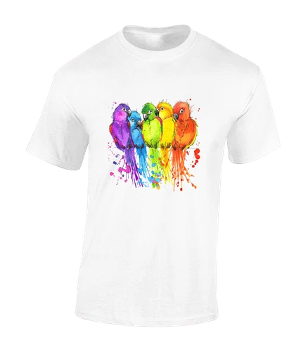 Paintsplash Parrot Cool Animal Lover Fashion Design Unisex T-Shirt - Picture 9 of 9