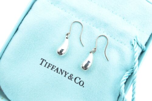 TIFFANY&Co Teardrop Dangle Earrings Peretti Silver 925 w/Box Pouch - Picture 1 of 19