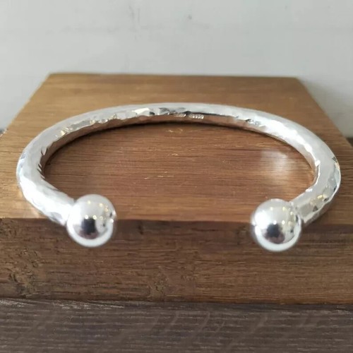 6mm Hammered Torque Silver Torque Bangle Mens Silver Torque Silver Bangle - Picture 6 of 7