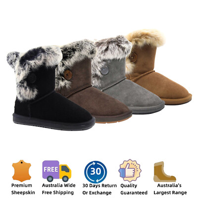 【EXTRA 5% OFF】UGG Boots Women Men Australian Sheepskin Wool Short Button Nonslip