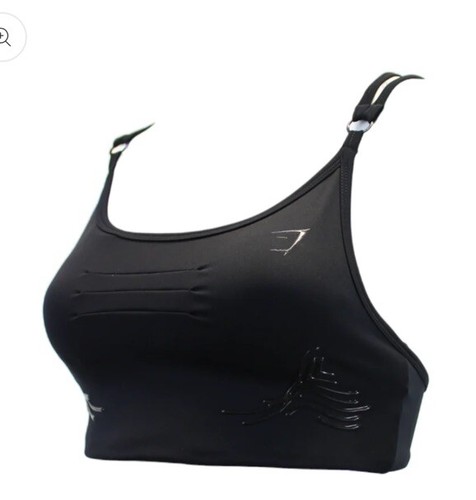 Gymshark Women's Exo Ultra Black Training Logo Top/Sports Bra In Black Size L - Picture 3 of 9