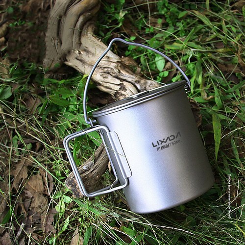 750ml Titanium Pot Portable Water Mug Cup Outdoor Camping Cooking Tool Foldable - Picture 4 of 10