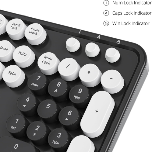 Owpkeenthy Retro Typewriter Cute Keyboard with Floating round Keys, Full Size - Picture 5 of 6