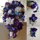 Purple White Rose Calla Lily Orchid Bridal Wedding Bouquet Accessories