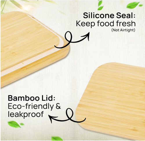 Vtopmart Glass Food Storage Containers with Bamboo Lids, 4 Pack Meal Prep Glass - Picture 3 of 7