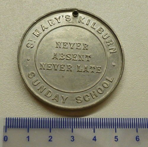 Kilburn London St Mary's Sunday School Attendance Prize Large WM Medallion - Picture 3 of 3