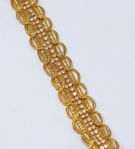FCL 2 Yrd Fine Metallic Stone Zari Cutwork Sari Dupatta Sewing Lace Trim Border - Picture 21 of 67