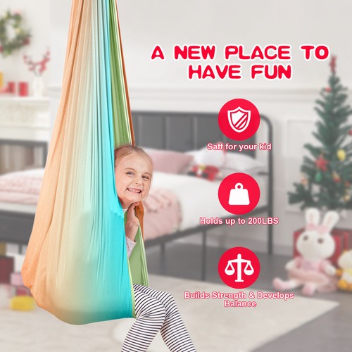Columpio para niños hamaca interior yoga terapia niños autismo 280x150cm DE - Imagen 22 de 88