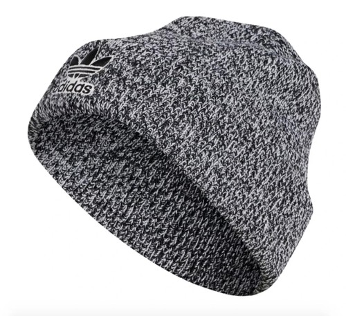 Para hombres OSFM Adidas Original Trifolio Doblado Puño Tejido Gorro Negro Blanco Torcido Nuevo con Etiquetas - Imagen 2 de 4
