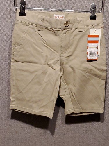 Cat & Jack Girls' Chino Uniform Shorts  Khaki 7 New With Tags - Picture 1 of 4