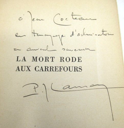 PIERRE-JEAN LAUNAY populaire MORT RODE CARREFOURS 1946 ENVOI Signé à JEAN COCTEAU Rare