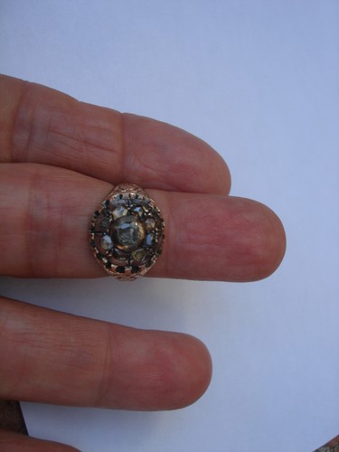 Viktorianisches Sammlerstück schöner Siegelring Rosenschliff Diamant 14 K Gold Größe 7,25 - Bild 8 von 12