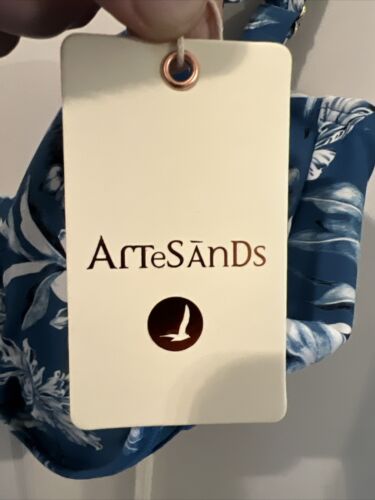 Artesands Swim Bikini Top US 14 D-E Cup Underwire Soft Cup Blue White Floral NWT - Picture 3 of 7