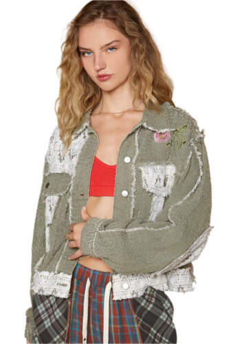 POL Crochet Patch Embroidered Button Up Jacket - Picture 5 of 5