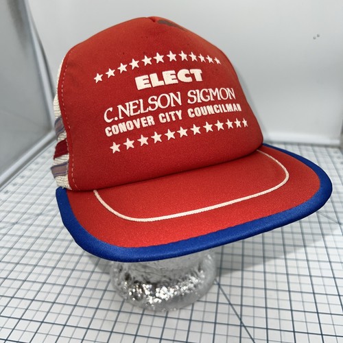 Elect C Nelson Sigmon Conover City North Carolina Hat Vintage Snapback 3 Stripe - Picture 1 of 12
