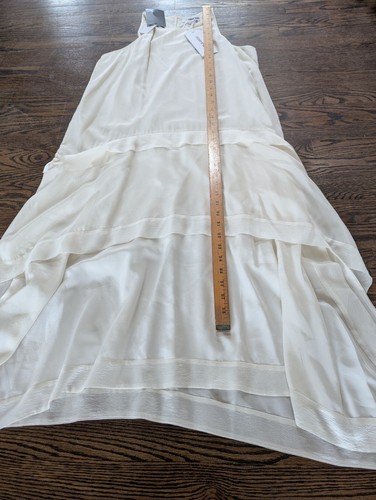 ELIZABETH & JAMES 100% Silk Ivory Cream Handkerchief Maxi Dress 10 Boho Wedding - Picture 5 of 7