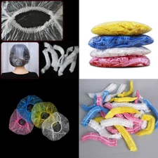 US 100 Pack Disposable Shower Cap White Yellow Pink Blue One-off Elastic Cap