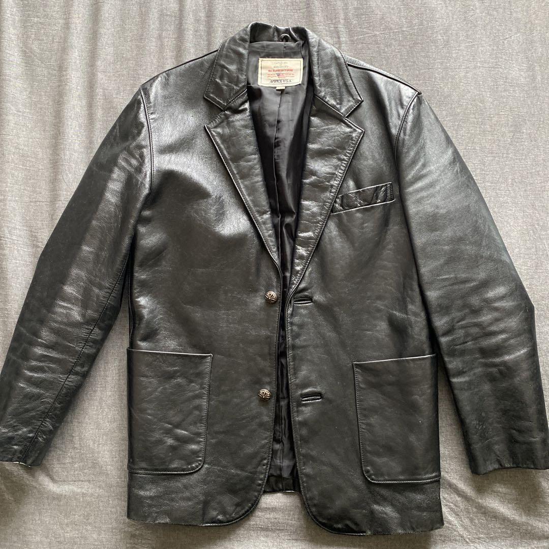 AVIREX USA Genuine Leather Tailored Jacket Silver Buttons AVIREX USA Genuine Leather Tailored Jacket Silver Buttons