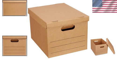 Reinforced Cardboard Packing Boxes with Handles - 20 Pack, Space-Saving Solution - Picture 2 of 10
