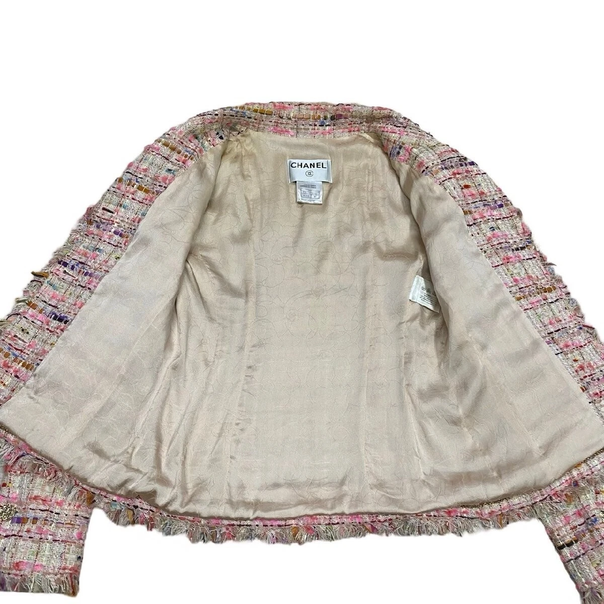 Giacca sartoriale CHANEL vintage 04P Coco Mark bottoni tweed taglia 40 donna rosa