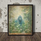 Vintage SASQUATCH BOTANICAL Wall Art, Bigfoot Flower Decor, Cryptid Floral Gift