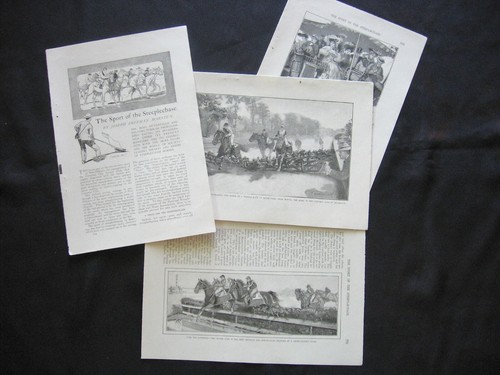 STEEPLECHASE 1905 Carreras de Caballos Deporte De Colección Foto Impresión Artículo ~ ¡Arte de Pulpa Parkhurst! - Imagen 2 de 3