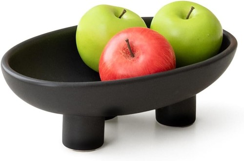 Elegant 10-Inch Ceramic Fruit Bowl with Three-Legged Design for Kitchen Counter - Picture 2 of 2